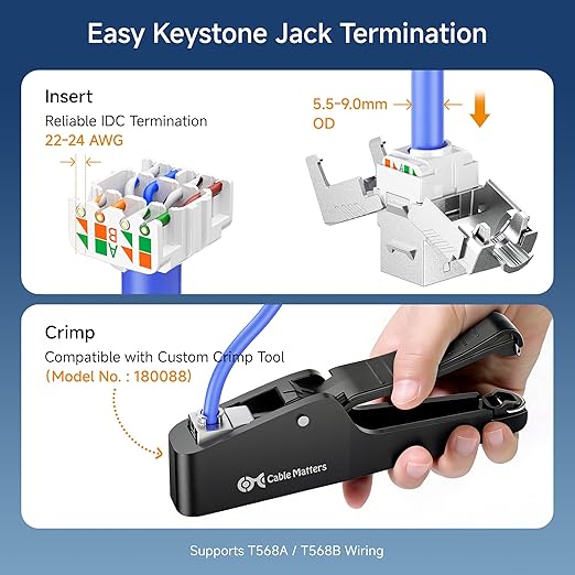 Cable Matters 5-Pack 40Gbps Shielded RJ45 Cat 8, Cat8 Keystone Jack - Image 4