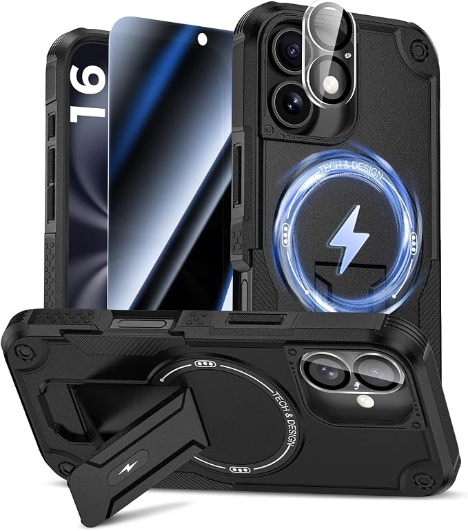 Goton for iPhone 16 Case with Privacy Tempered Glass Screen Protector & Camera by Goton