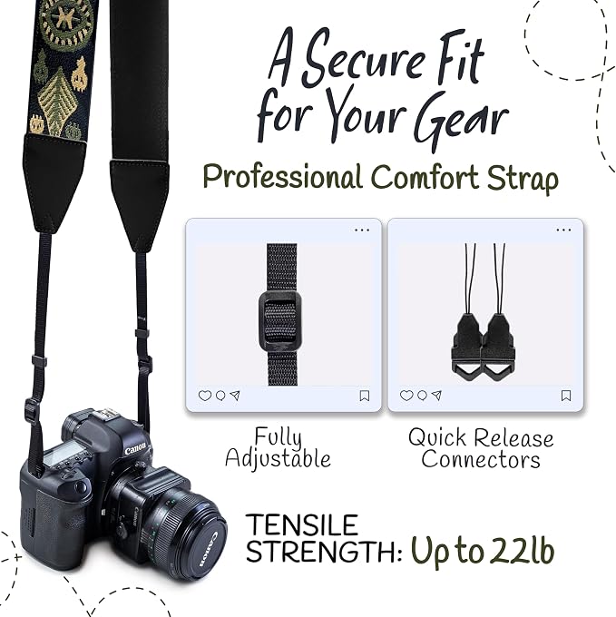 Art Tribute Camera Strap For Photographers Padded Universal Fit Neck Shoulder & - Image 3