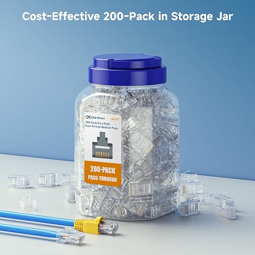 Cable Matters 200-Pack Cat 6 Pass Through RJ45 Connectors, 50µ Gold Plated - Image 7