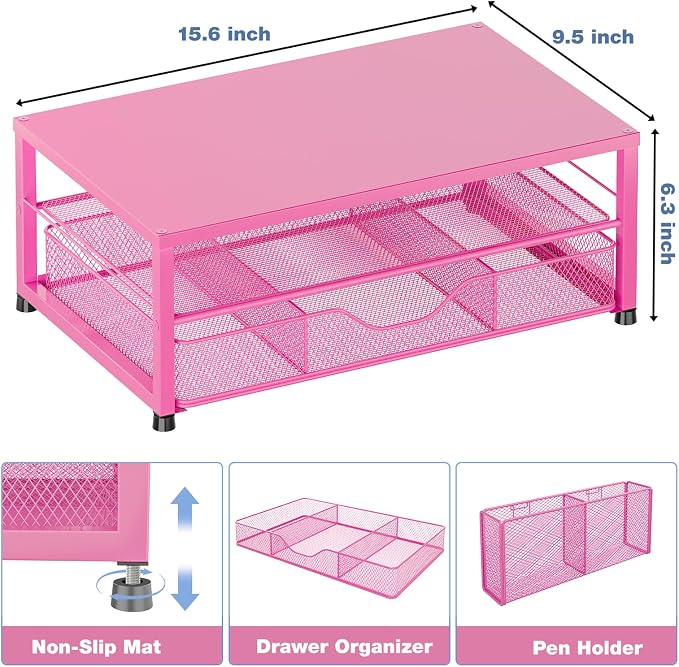 OPNICE Desk Organizer and Accessories, 2-Tier Computer Monitor Stand - Image 2