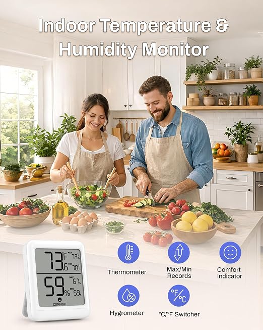 BN-LINK Digital Hygrometer Indoor Room Thermometer, Accurate Temperature and - Image 6