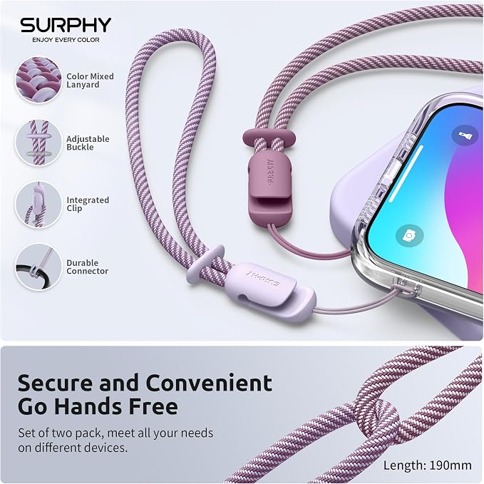 SURPHY 2 Pack Phone Lanyard for Cellphone Case, Phone Wrist Strap for Case - Image 4