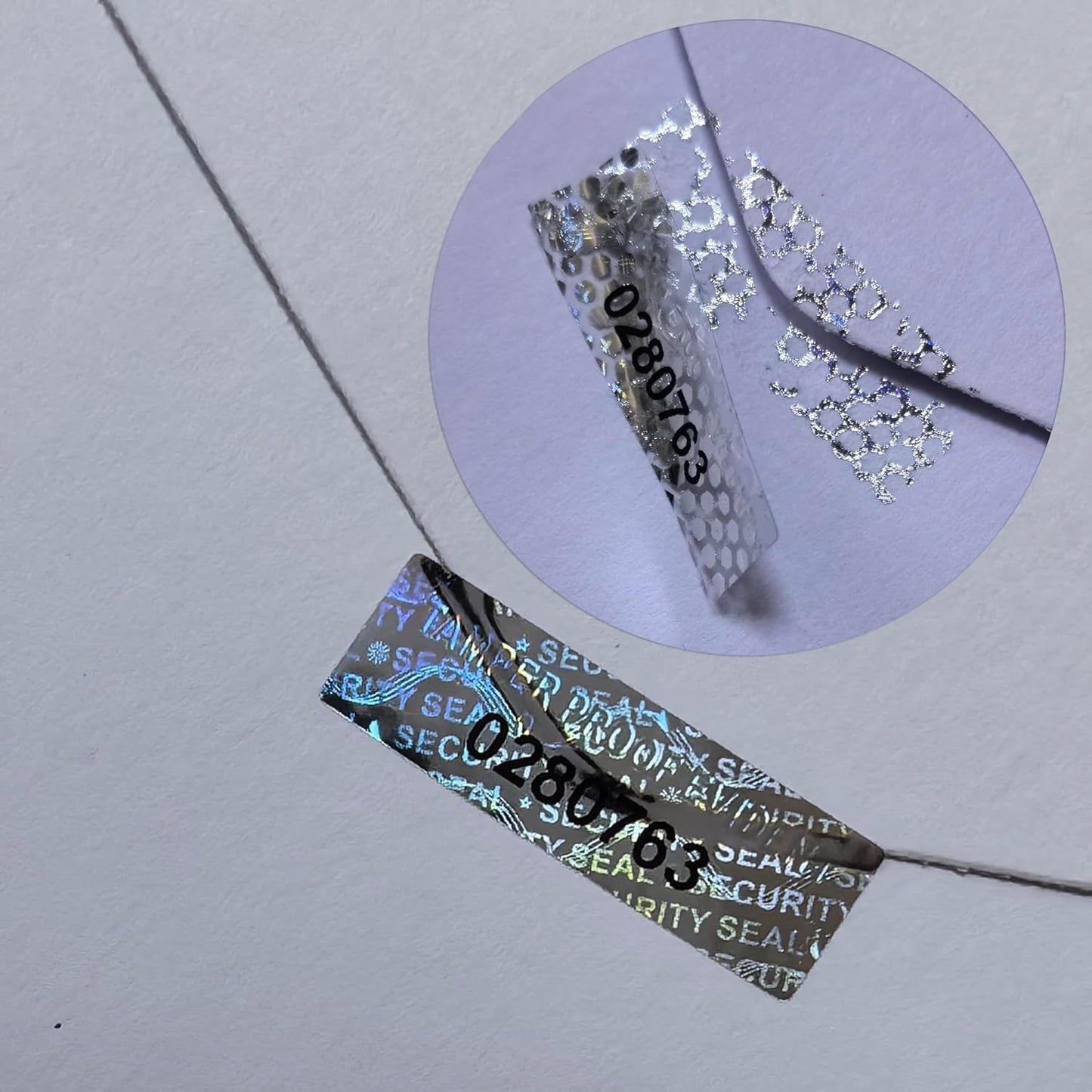 280 Pieces Tamper Proof Evident Stickers Hologram Labels Security Seals Holographic Warranty Void Original Genuine Authentic Sequential Serial Numbering, 0.25 x 1 Inch Silver