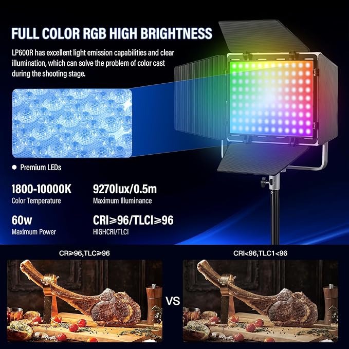 Godox LP600R 60W RGB LED Light Panel 2-Light Kit, Light Stand, Carrying Case - Image 3