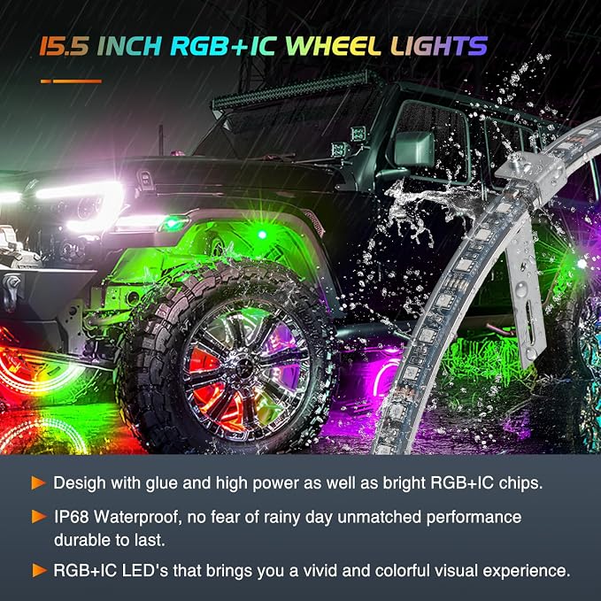 Nilight 4PCS 15.5inch Wheel Ring Lights Deram Color - Image 5