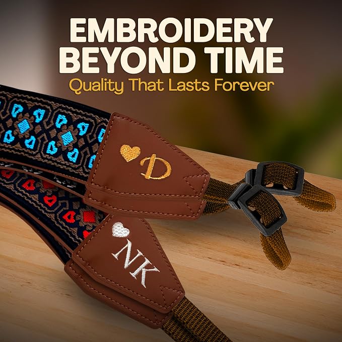 Art Tribute Custom Camera Strap Vintage Blue - Image 2