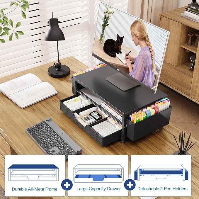 OPNICE Desk Organizer and Accessories, 2-Tier Computer Monitor Stand Riser - Image 6