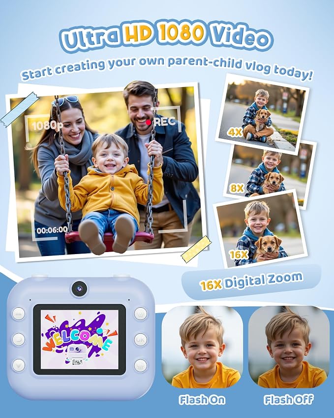 Instant Camera, Front Rear Dual Selfie Kids Camera - Image 4