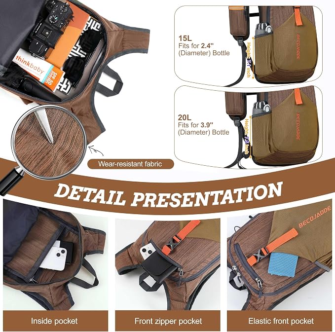 BECOJADDE 15L Small Hiking Backpack - Image 3