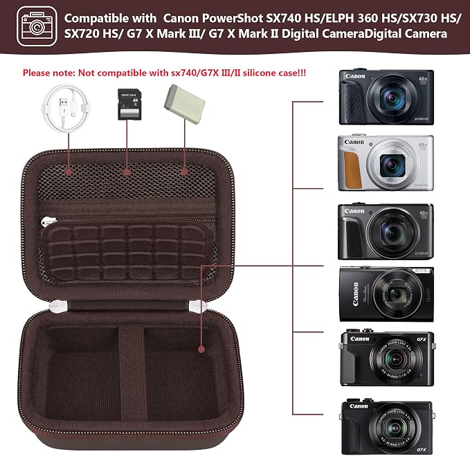Hard Carrying Case for Canon PowerShot SX740 HS/ELPH 360 HS/ SX730 HS/ SX720 - Image 2