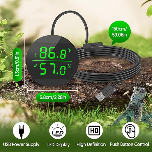 QZQ Reptile Thermometer and Humidity Gauge, LED Digital Thermometer Hydrometer - Image 6