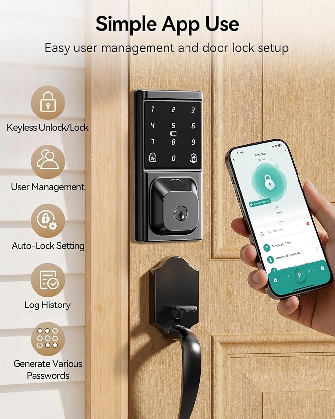 Smart Door Lock with Handle Set, Keyless Entry Door Lock - Image 4