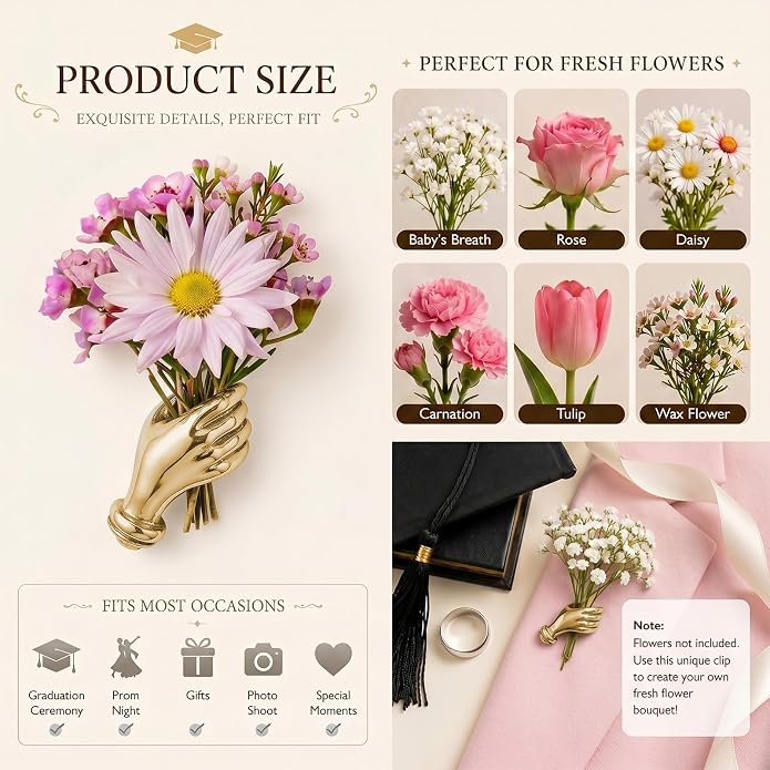 Flower Holder Brooch Pin for Women Flower Vase Brooch Back to School Teacher - Image 6