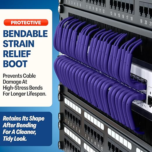 Everest Ultra Slim Cat6a Ethernet Patch Cables 10ft Purple - Image 3