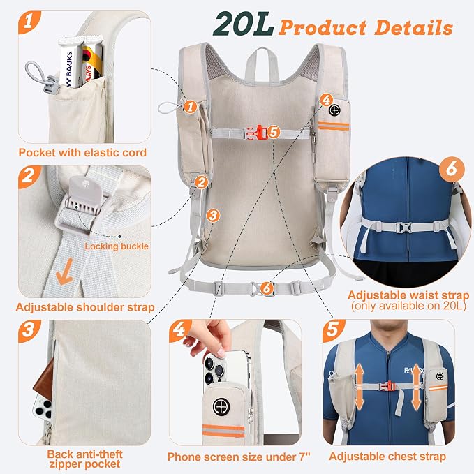 BECOJADDE 20L Small Hiking Backpack - Image 2