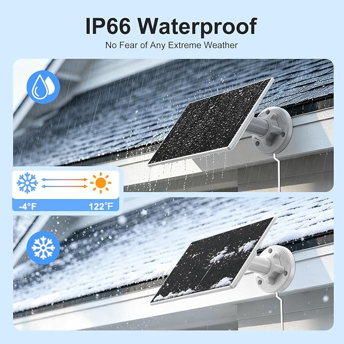 Solar Panel Charger for Ring Doorbell, Built-in 4000mAh Battery for Cloudy Days - Image 6