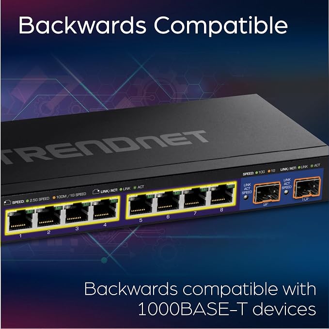 TRENDnet 10-Port Multi-Gig Web Smart Switch, TEG-3102WS, 8 x 2.5GBASE-T Ports - Image 5