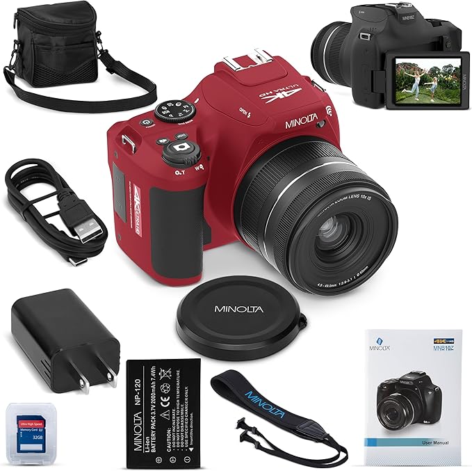 Minolta 64MP Digital Camera – 10x Optical Zoom, 4K Ultra HD Video, Macro by Minolta
