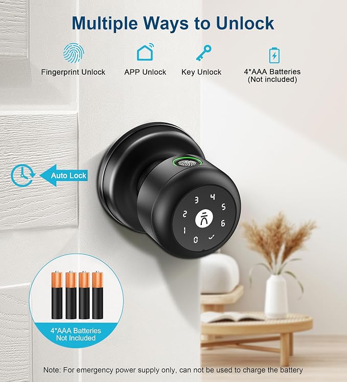 Fingerprint Door Lock, Smart Fingerprint Door Knob - Image 2