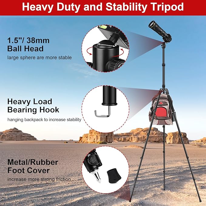 JOILCAN Tripod for Camera, 83 inches DSLR Tripods & Monopods, Heavy Duty Travel - Image 3