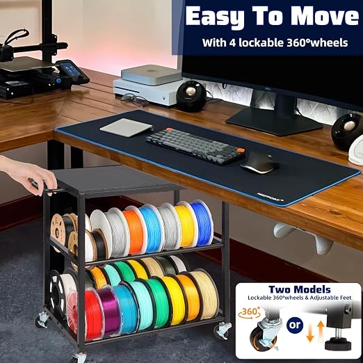 3D Printer Stand with Filament Storage, Sturdy Wooden 3D Printer Table Holds 32 - Image 4