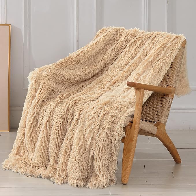 Tuddrom Decorative Extra Soft Faux Fur Throw Blanket 50"x60", Solid Reversible by Tuddrom