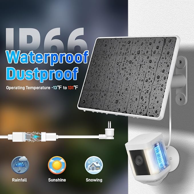 Solar Panel for Ring Camera, 6W Solar Charger for Ring Stick Up Cam Plus/Pro & - Image 2