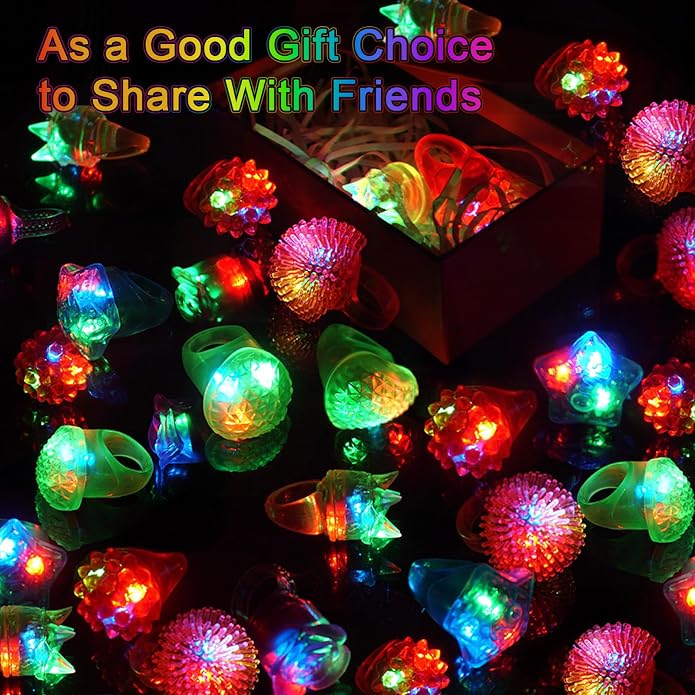 OLUPP Light Up Rings, Glow In The Dark Party Supplies, 6 Style Flashing Glow In - Image 3