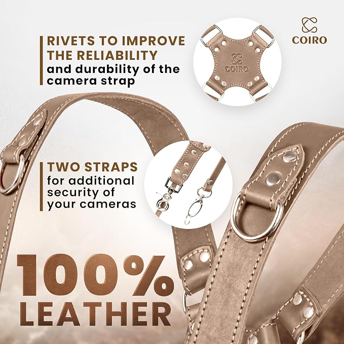 C Coiro Dual Camera Harness Shoulder Leather Camera Strap - Image 3