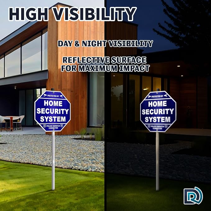 Protected By Home Security System Sign, 10 Inch Octagon Shape Reflective .040 - Image 4