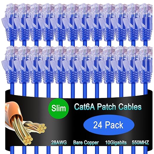 Cat6a Slim Ethernet Patch Cable 6 ft, Cat6a Patch Cable by Lysymixs