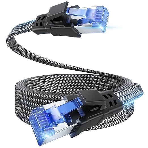 EWIND Anti-Tear Nylon for Cat 8 Ethernet Cable, 15FT Heavy Duty High Speed by EWIND