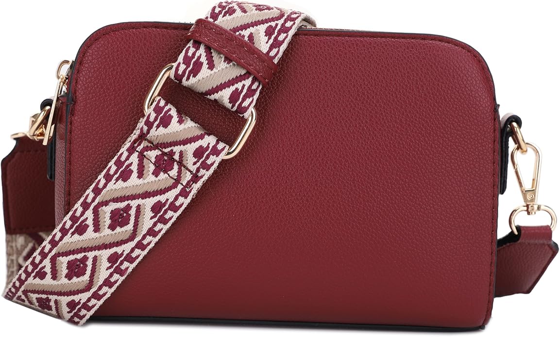 EVVE Crossbody Bags for Women Trendy Triple Zip Small Crossbody Camera Bag Purse by EVVE