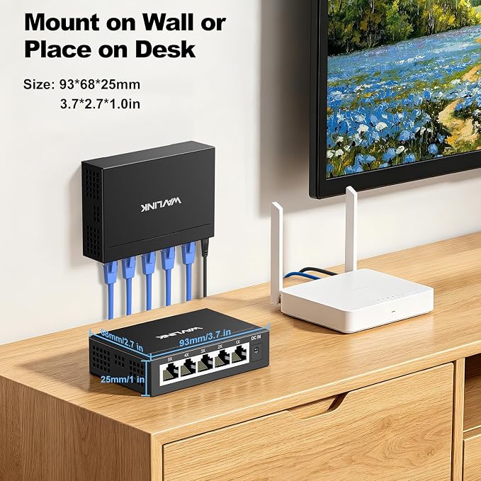 WAVLINK 5-Port Gigabit Ethernet Unmanaged Switch, Home Network Hub, Office - Image 4