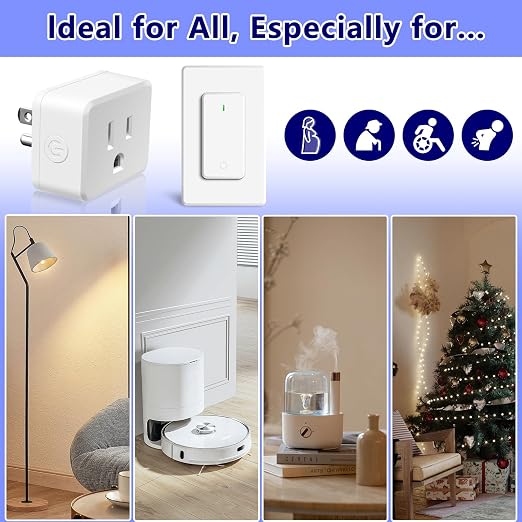 Remote Switch Outlet, Wireless On/Off Light Switch Wall Mounted, TUV Listed - Image 4