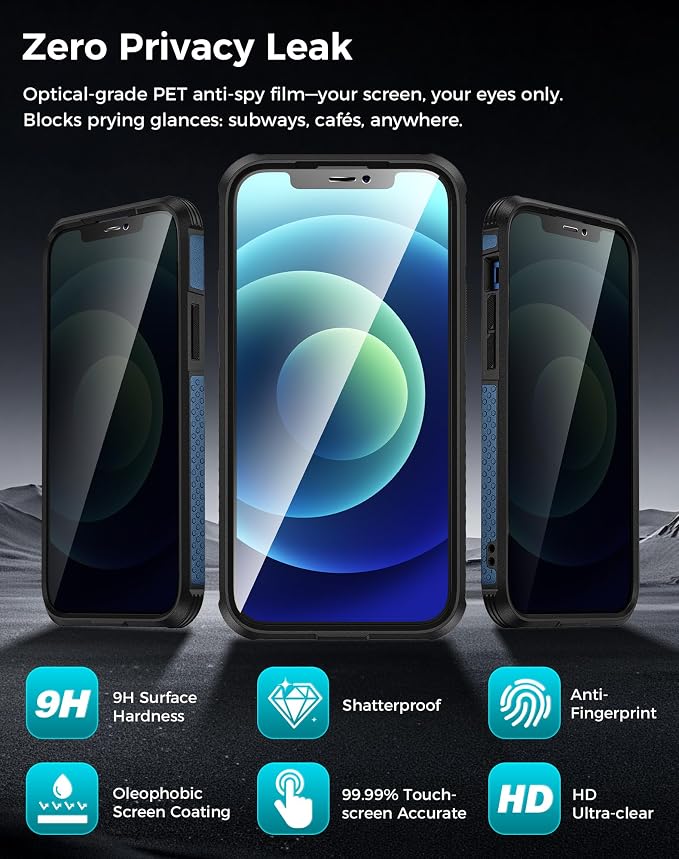 Goton for iPhone 12 Case with Privacy Tempered Glass Screen Protector & Camera - Image 5