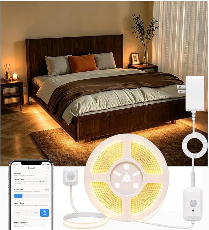 Smart Plug-in Dual Motion Sensor COB LED Strip Light by AmeistorLighting