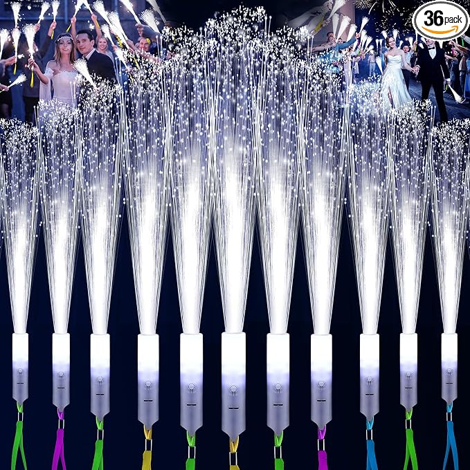 SHQDD 36 PCS White Fiber Optic Sticks, LED Fiber Wands, Fiber Optic Wand by SHQDD