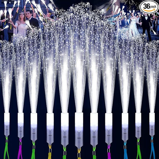 SHQDD 36 PCS White Fiber Optic Sticks, LED Fiber Wands, Fiber Optic Wand by SHQDD