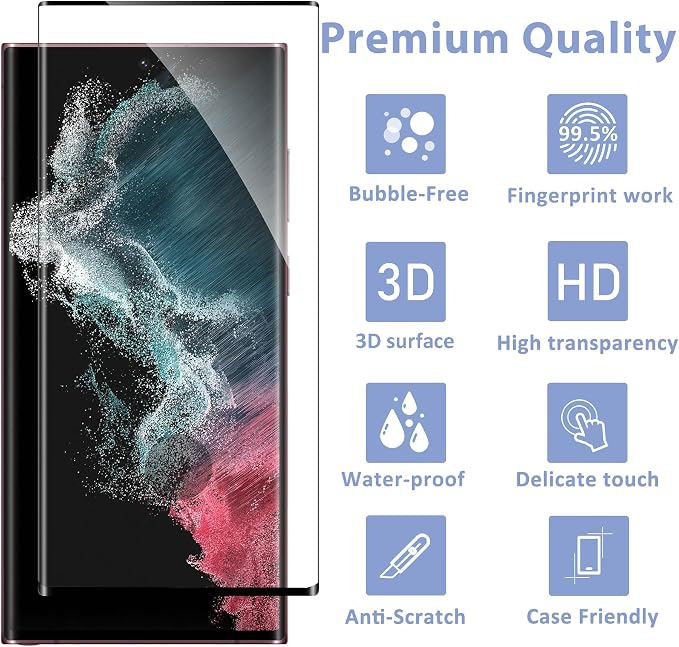 for Samsung Galaxy S22 Ultra Screen Protector, 3 Pack Tempered Glass - Image 6