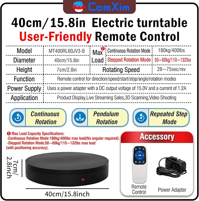 15.8In Remote Motorized Electric Turntable Rotating Display Stand Rotating - Image 2
