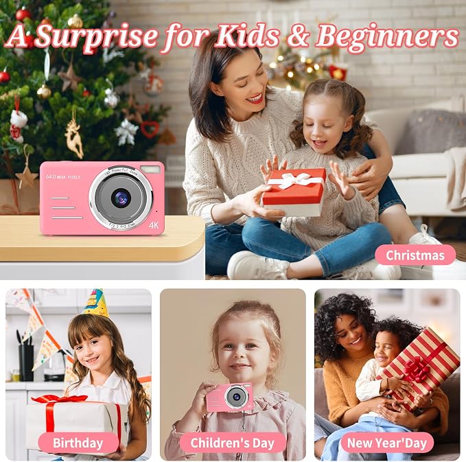 Digital Camera, FHD 4K 64MP Point and Shoot Kids Digital Camera - Image 6