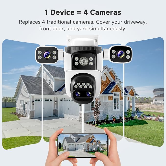 VSTARCAM 4-Lens Security Cameras Wireless Outdoor, 2K 360° PTZ Plug-in Outdoor - Image 2