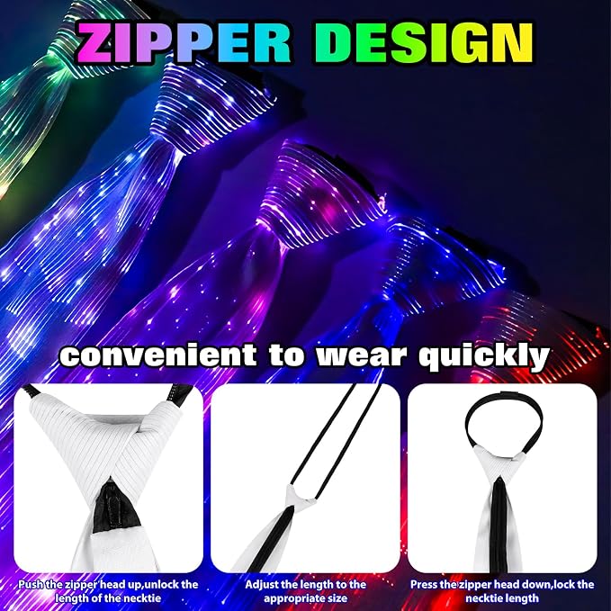 XGOOD Light Up Tie Rechargeable Fiber Optic Fabric Led Tie Light Up Clothes - Image 4