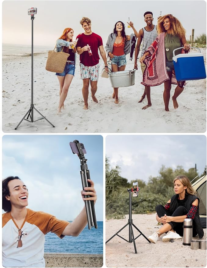 Pnitri 71'' Phone Tripod Stand, Extendable Reinforced Aluminum Phone Stand - Image 6