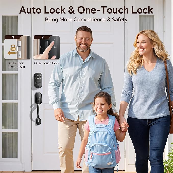 Ulecoce WiFi Smart Door Lock for Front Door, Keyless Entry Door Lock - Image 5