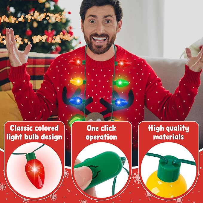 Blowata Christmas Light Necklace, Colorful Xmas Light up Decorations - Image 3