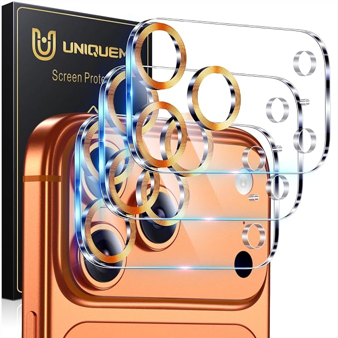 UniqueMe 3 Pack Compatible for iPhone 17 Pro Max Camera Lens Protector by UniqueMe