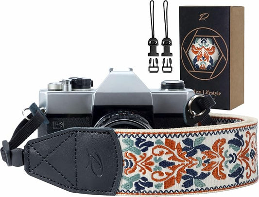 Padwa Lifestyle 2" Retro Jacquard Embroidery Camera Strap, Adjustable, Wide by PadwaLifestyleCameraStrap
